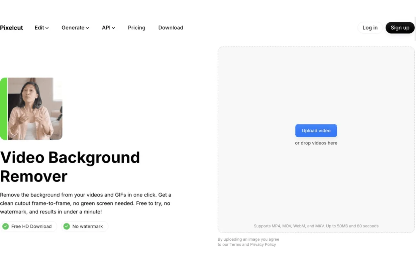 Strumento Pixelcut per rimuovere lo sfondo e creare video trasparenti